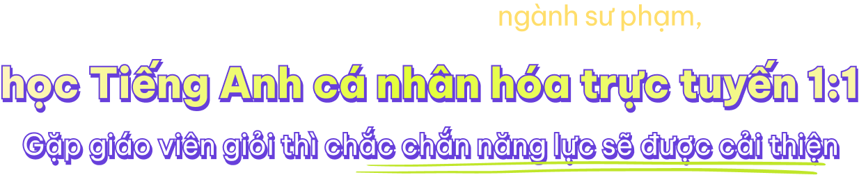 Học với giáo viên thực tế tốt nghiệp ngành Giáo dục  (tốt nghiệp ngành Giáo dục에 강조 표시)
Tiếng Anh trực tuyến 1:1 cá nhân hóa
Gặp được giáo viên tốt, chắc chắn bạn sẽ tiến bộ.